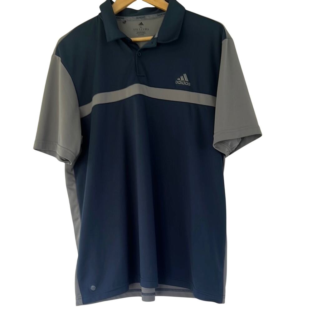 Adidas Two-Tone Polo Shirt in Dark Blue and Gray Size XL